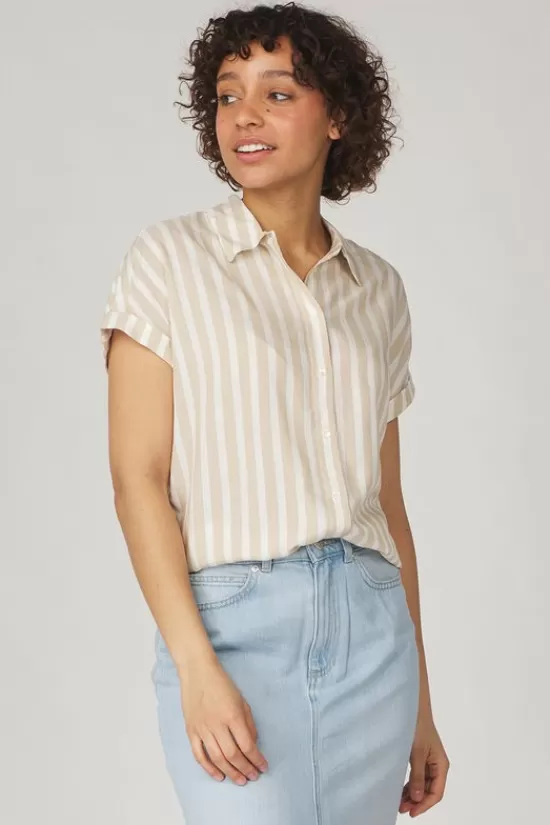 Online Hemd Striped Short Sleeve Blouses
