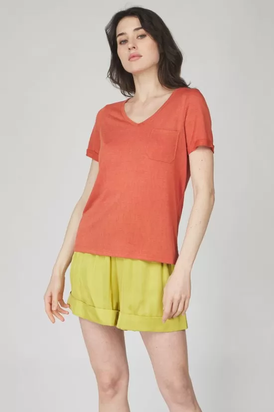Cheap T-Shirt Tessi Slub Ss V Neck T-Shirts & Tops