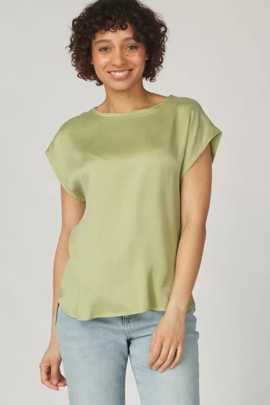 Shop T-Shirt With Round Neck And Cap Without Should T-Shirts & Tops